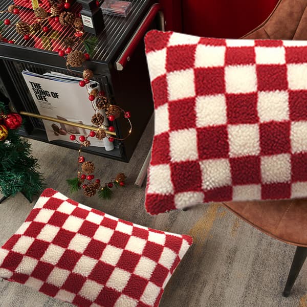 2-pack Jul Rutig Prydnadskudde Örngott Kuddfodral Dekor för Soffa Bil Sovrum Juldekor Style 2 30*50cm