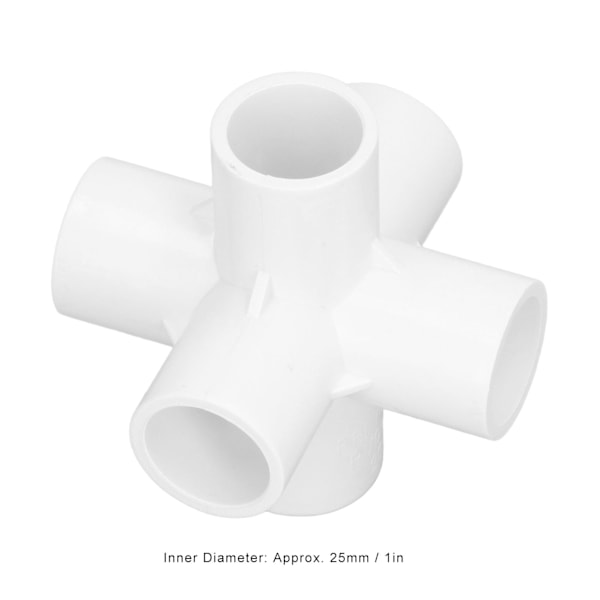 10 stk PVC Plastik Rørforbindelser 6 Vejs Rørhjørne Albuefittings 25mm Indvendig Diameter Hvid