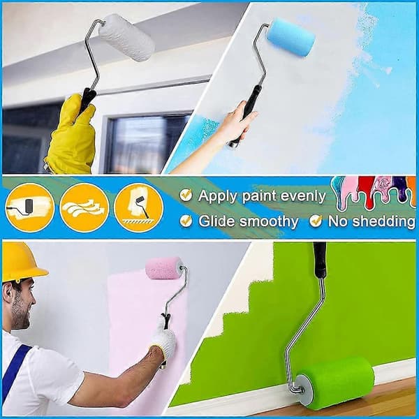 2-pack 4 tum Självlåsande Rollerram och 6 Rolleröverdrag Set Rollerram Roller Målarpensel Hushåll