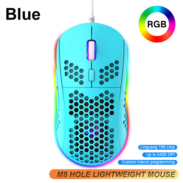 Spelmus, Honeycomb Hollow Design Ergonomisk Wired Mouse