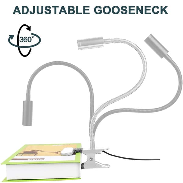 Klipslampe Leselys LED Skrivebordslampe 3 Lysstyrke