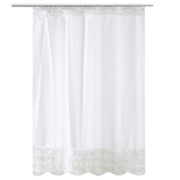 Hvid Farmhouse Bruseforhæng 70 x 70 med Shabby Chic Ruffles