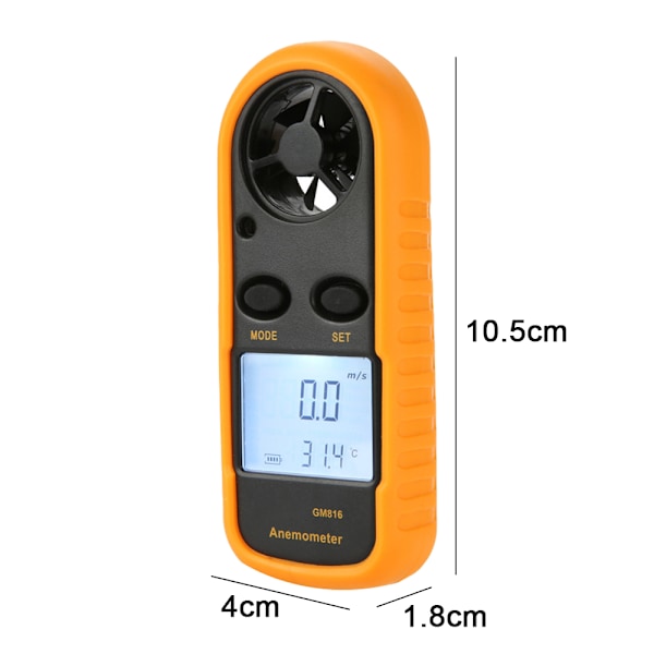 Professionell Vindhastighetsmätare, Handhållen Anemometer med Luftflödesmätning för VVS-apparater, Skytte, Segling, Berg