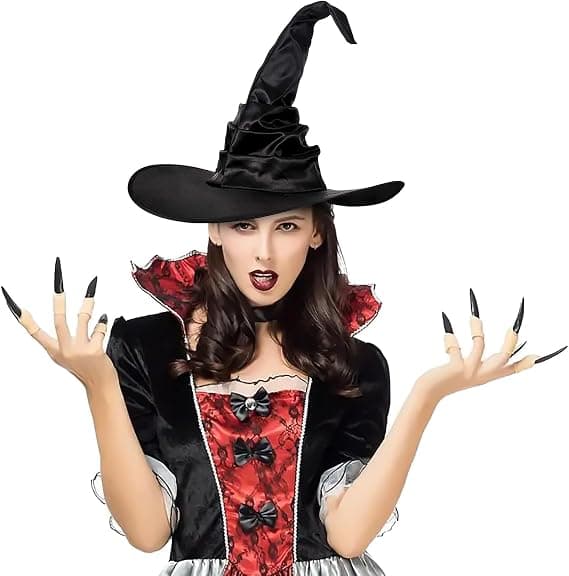 Halloween COS Troldmands-/Heksehat, Maskeradebal og Rollelegefester, Sort Heksehat