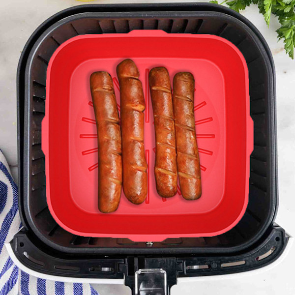 Fritös Silikon Gryta Kvadratisk, Återanvändbar Air Fryer Silikon Korg Air Fryers Ugn Tillbehör, Fällbar