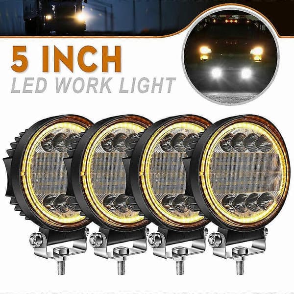 4x LED Arbeidslys Pods Runde Gule Spot Combo Lys Gul Tåkelys For Off Road SUV