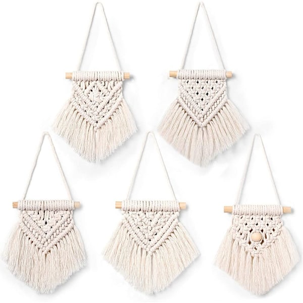 Handgjort Heminrednings Macrame Kit, Vardagsrumsdekoration Med Unika Mönster Och Geometriska Designer, Bohémisk Mini Macrame Väggbonad För