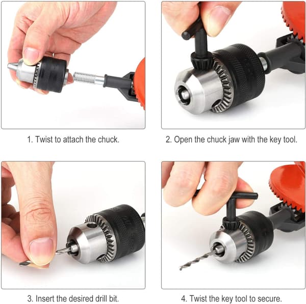 Hånddrill, 3/8 tommer (1,5-10 mm) støpt stål dobbelt tannhjul hånddrill