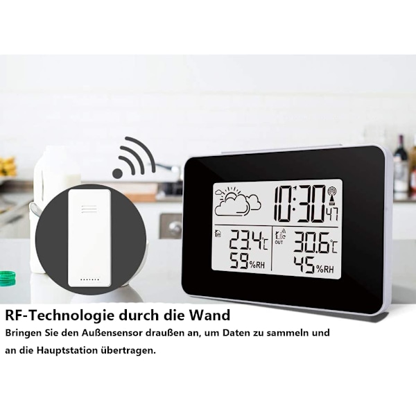 Smart Väderprognosstation, Färgprognos med Inomhus- och Utomhustermometer, Hög Stabilitet och Precision, Digital Klocka, Låg Strömförbrukning,
