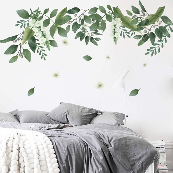 Gröna hängande blad väggdekaler, avtagbara färska växtblad Vine1-3