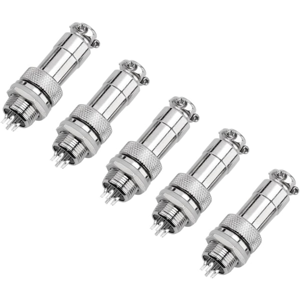 5 st GX12 4-stifts metallflygplanskontakt