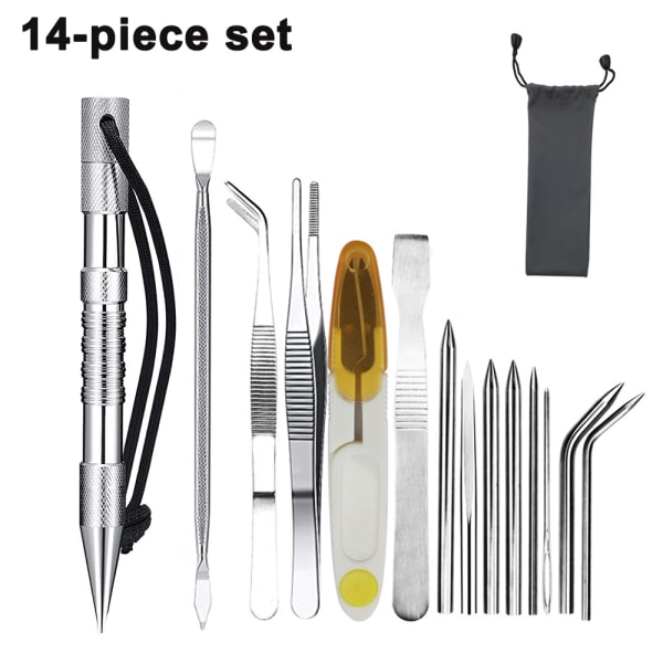 14 delar Paracord set, Paracord FID snörningsnålar och Silver