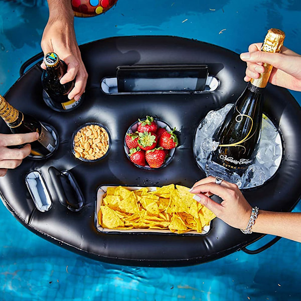 Flytande bar, uppblåsbar dryckeshållare för pool, 9-håls uppblåsbar dryckeshållare med stor kapacitet, flytande poolbar, lämplig för