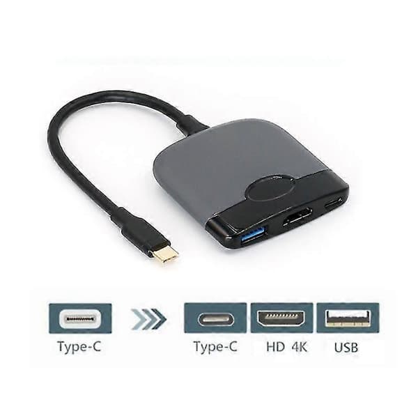 3-i-1 USB C Hub TV-docka för Switch, portabel dockningsstation typ C till HD 4K USB 3.0-hubb