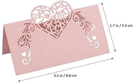 Plasskort for bryllup med hjerte i rosa 50 stk