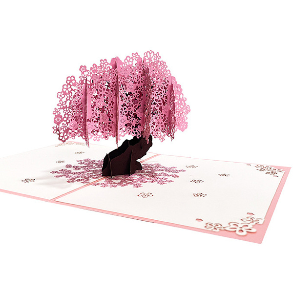 Paperi 3D Persikankukka Pop Up -kortti, Ystävänpäivälle, Keväälle