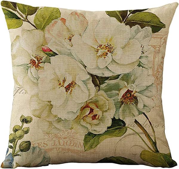 Set med 4 Kuddfodral 45x45cm, Vackert Blomstermönster Retro Stil