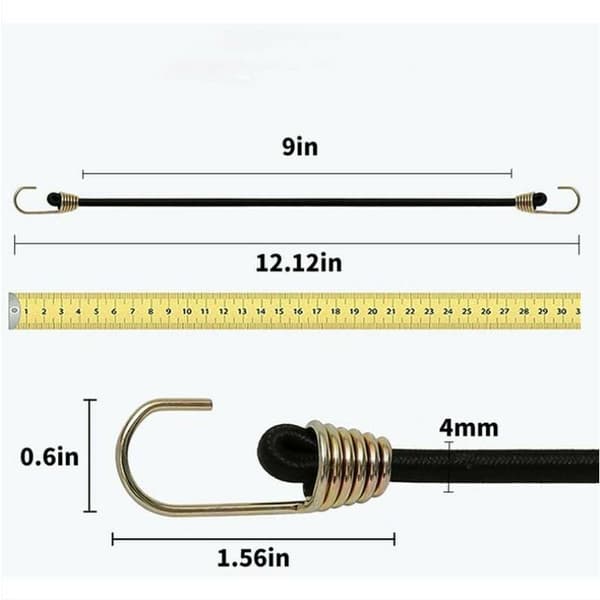 Svarta 10-pack spännare med krokar Mini Elastiska Kraftiga Universal