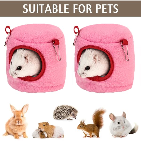 2 stk. Mini Hamster Seng Gemmesteder og Huse, Bomuld Mini Dyr Kæledyrsrede Hule pink S