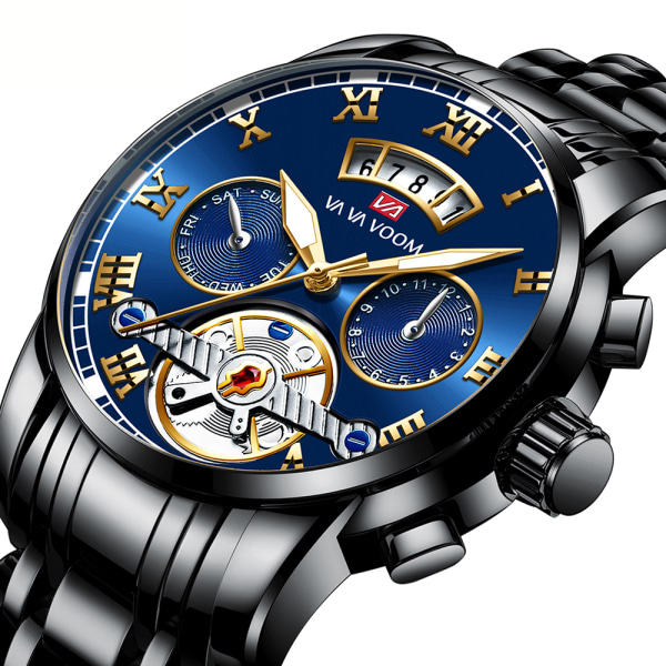 Herruhr - Kronograf - Vattentät analog armbandsur för män - Stor urtavla - Lysande datumklockor för män - Klassisk elegant present