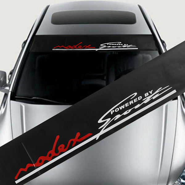 130x21cm Universal PVC Bil Reflekterende Sticker Forruden Dekorative Dekaler med Skraber til Bil Powered By