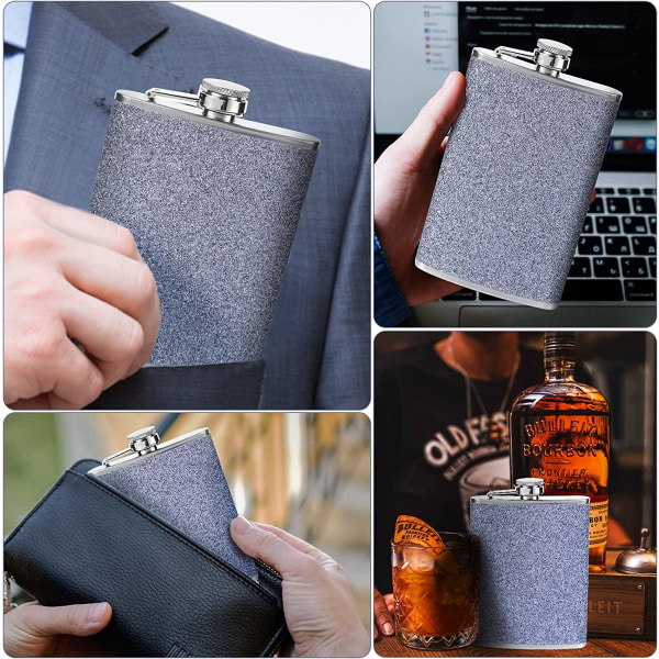 Ruostumattomasta teräksestä valmistettu värikkäillä glitterillä koristeltu hip flask - Tilavuus 6 oz