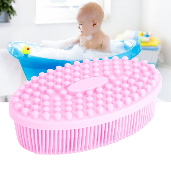 Silikon duschborste multifunktionell massageborste baby taktil träningsverktyg för hemrosa