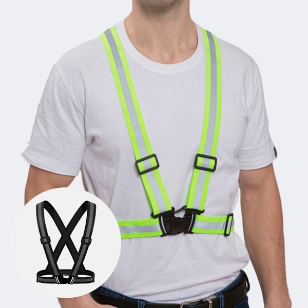 Elastisk Justerbar Refleksvest 1 Full Stropp Nattløping Trafikk Nattkonstruksjon 2 Full Vest Black