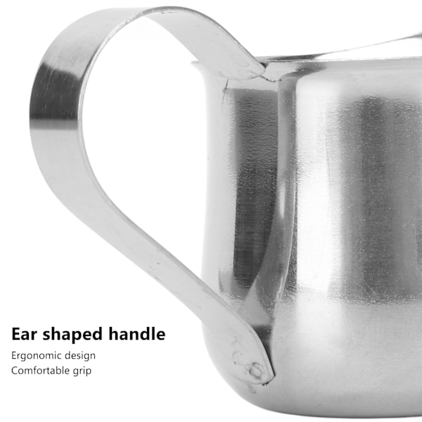 Melkeskumkanne i rustfritt stål, ergonomisk melkeskumkopp, kanne for dampende melk til kaffe, 2 oz