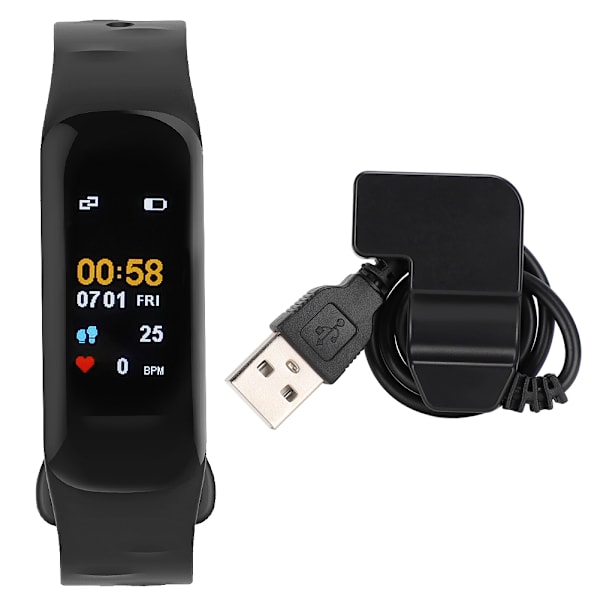 F602 0,96 tommer Vandtæt Bluetooth Smart Sport Armbånd Hjertefrekvens Blodtryksmåler