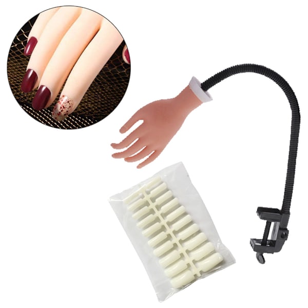 Nagelövningsmodell Hand, Nageldisplay Manikyr Tillbehör, Flexibel Rörlig Falska Falska Händer för Övning Används för Manikyrträning Med 500 st Falska