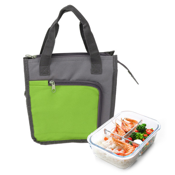 Insulated Refrigerated Bag Widened Handle Insulated Reusable Grocery Bag for Work Travel Hiking Food Delivery Green