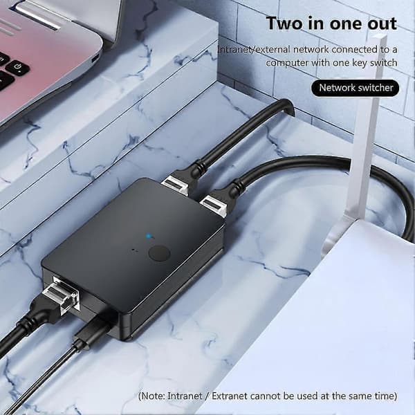 2 porter 100mbps Nettverksbryter Lan Ethernet Kabel Bryter Ledningsadapter Konverter For Skrivebord 2 Veis