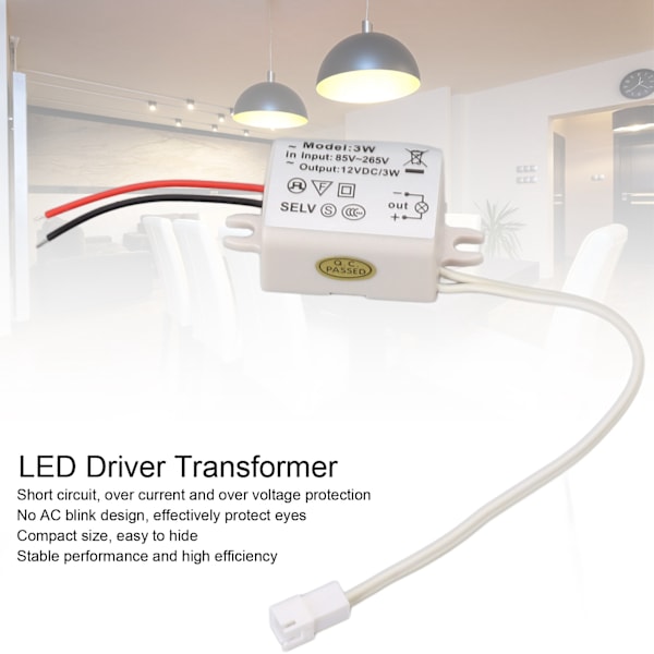 LED-drivrutningsströmförsörjningsadapter DC12V 3W Kompakt överspänningsskydd för LED-remsljus LED-lampor Industriella lampor