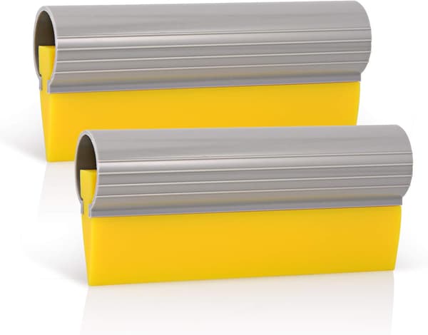 2-pack 14 cm lång gul gummiskrapa för vinylfönster med halkfritt grepp