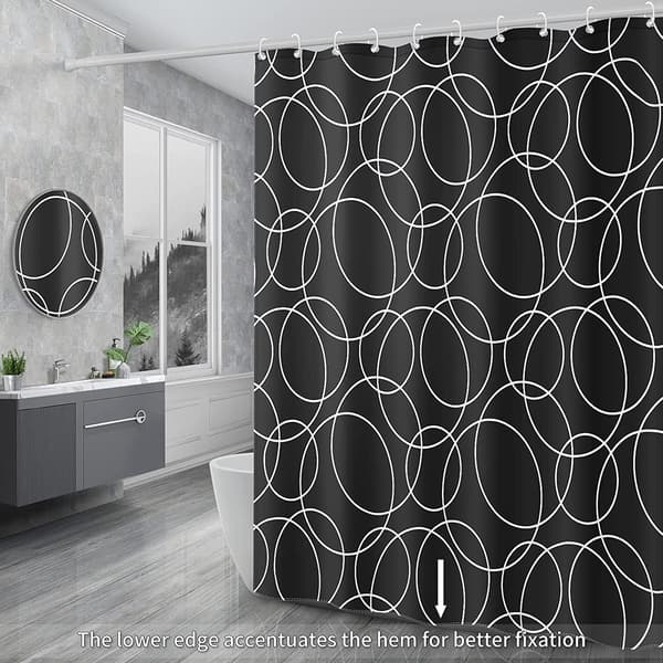 Duschdraperier 180 x 180 cm 100% Polyester med 12 Ringar, Anti-