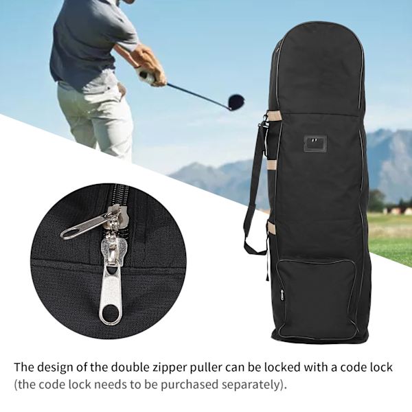 Golf Resväska med Hjul Fällbar 600D Oxford Golf Flygväska Klubb Fodral Förvaringsväska Guld
