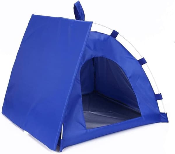 Vikbart portabelt husdjurstält utomhus solskydd blått 40x40x35cm