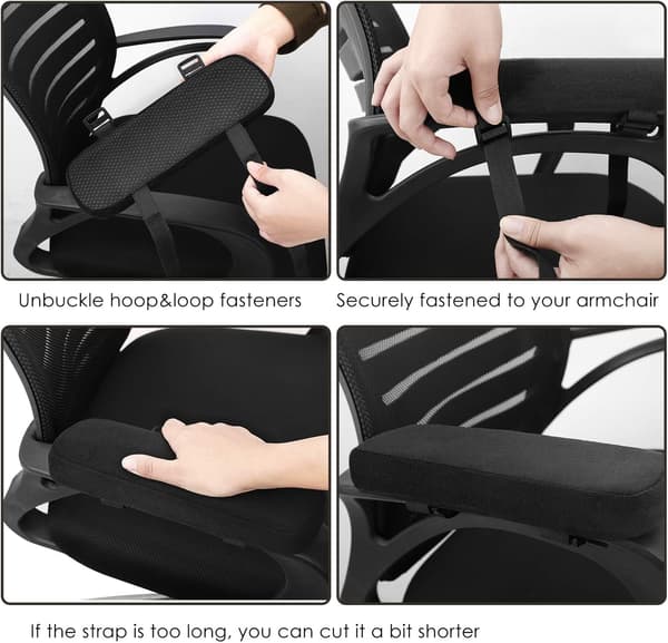 Stol Armstödsdynor, Högdensitets Memory Foam, Sammetspolyester, Passar De Flesta Stolar, Multifunktionellt Handledsstöd, Tryckavlastning, 2 ST
