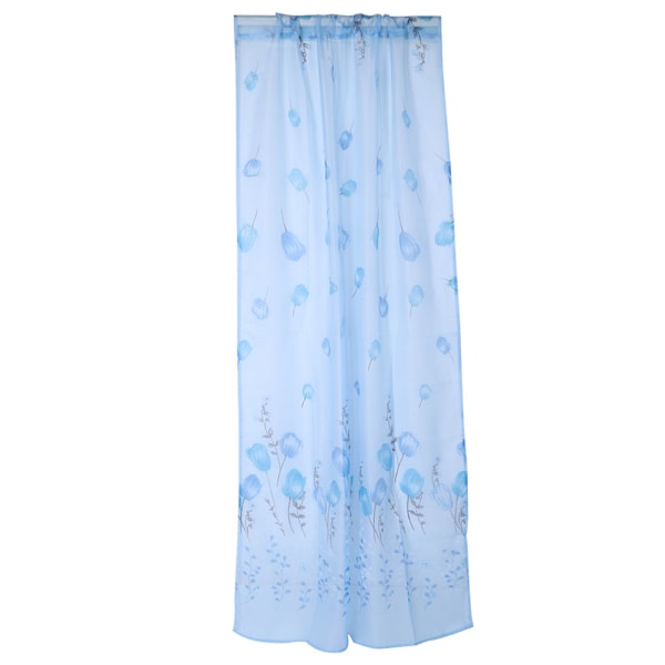 1x2m Vindu Sheer Elegant Vindu Voile Gardiner for Balkongrom Dekorasjon Blå