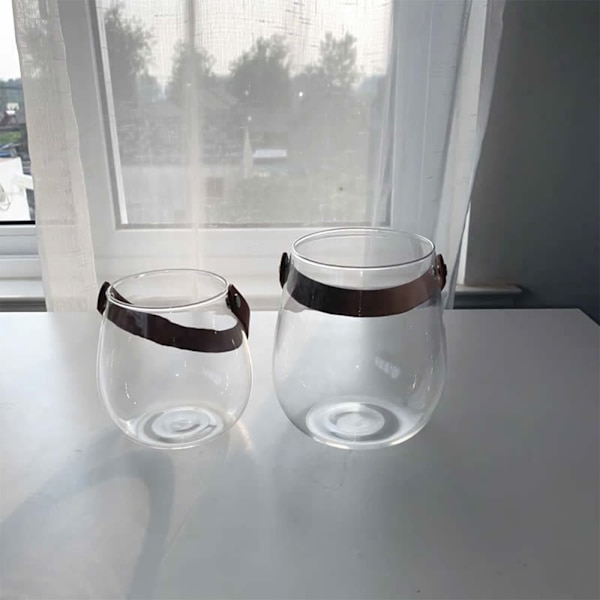 Lærglassvase, Glasslyktvase, Glassvaser med håndtak, Skrivebordsvase, Plantepotte, Enkel vase