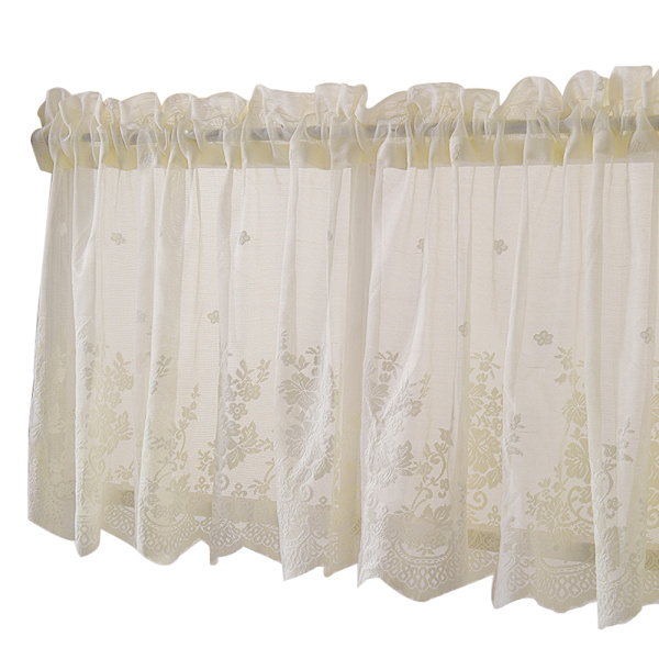 1 stk Blomsterblonder Gardin Valance Broderi Halvtransparent Kort Wi