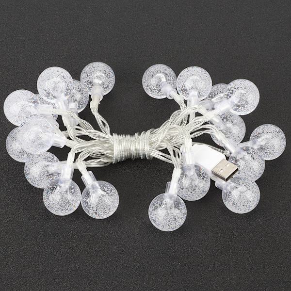 2m 20LED USB Strømstik Metal Pære Lysstreng Dekoration Lampe til Husgård Jul Fest Varmt Hvid