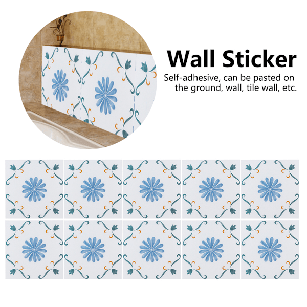 10 stk. Skridsikker Vandafvisende Dekorativt Tapet Vægsticker Gulv Sticker Hjem Dekoration 20x20cm