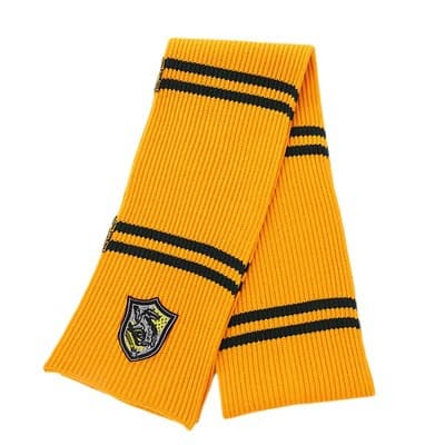 Hufflepuff Strikket Halstørklæde med Mærke, Gul, One Size
