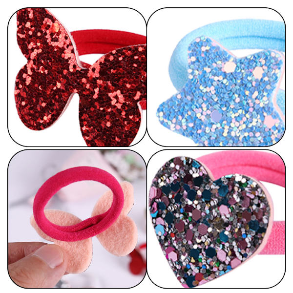 12 st söta glittrande sömlösa gummiband för småbarn