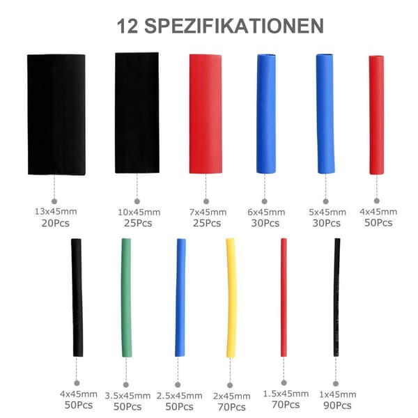 560-delt Varmeskrumpeslange Sortiment Limsæt i Genanvendelig Æske!