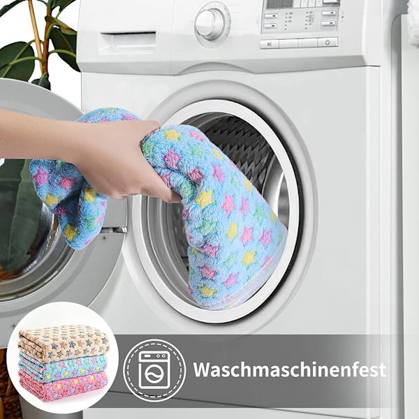 Husdjurs bomullsdyna Håll varm Dubbel användning---Rosa stjärna+Blå stjärna+Fawn stjärna---S(60*40cm)
