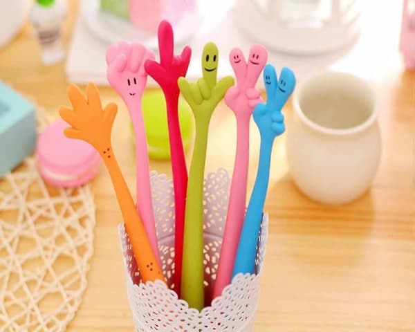 Sjove bøjelige kuglepenne med håndtegn til studiegave 0,5 mm sort blæk (18 stk.) (D-4) 18 pieces