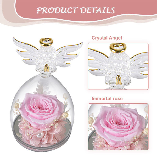 Angel Girl Evig Blomst Rose Glasdækning Julegave Rose